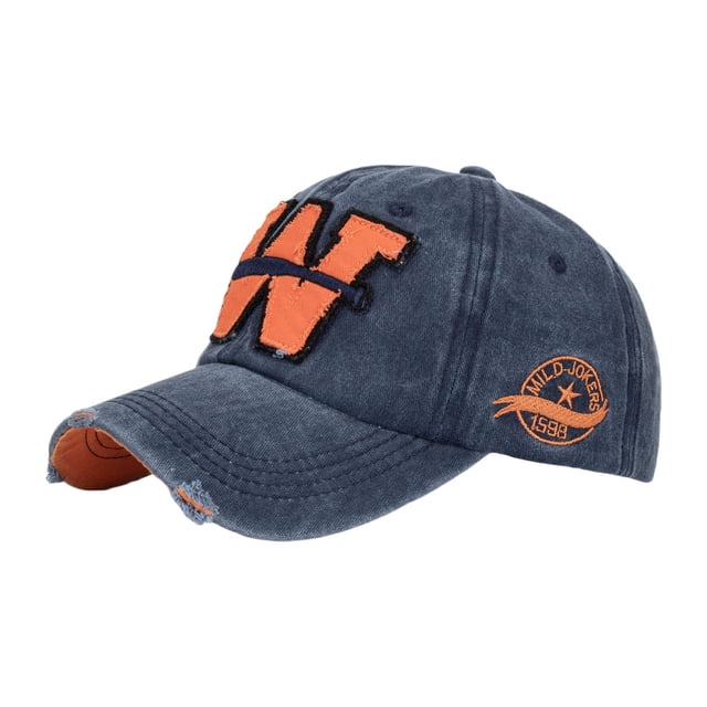 GDREDA Adjustable Baseball Caps Casual Simple Solid Colour Broken Holes Washed Net Cap Tongue Hat Sunscreen Sun Hat Baseball Cap,Navy