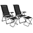 thumbnail image 1 of Costway 4PCS Patio Folding Dining Chair Ottoman Set Adjustable Back Camp Black, 1 of 10