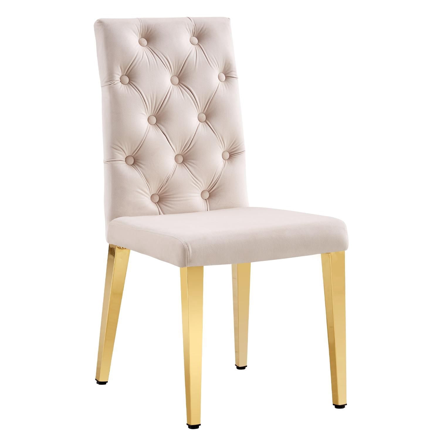 Chaise de salle à manger beige Roma de Canadian Furniture, pieds dorés (ensemble de 2)