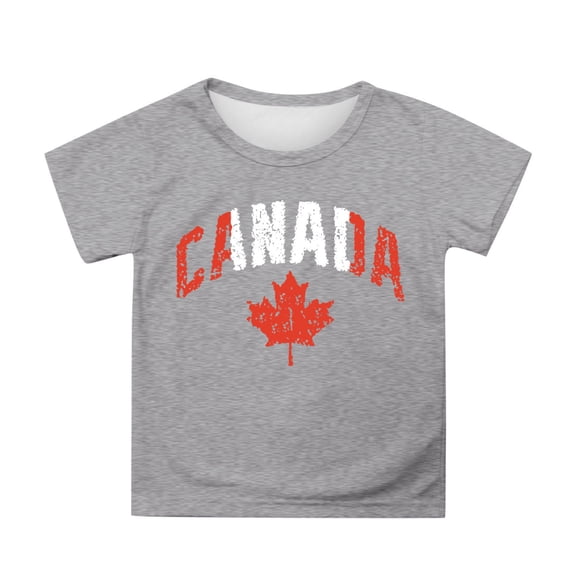 GDREDA Canada T-Shirts à Imprimé Drapeau Canada Day T-Shirt à Manches Courtes pour Filles T-Shirt d'Été à Col Rond Coupe Décontractée T-Shirts Basiques
