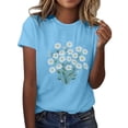 thumbnail image 2 of Jienlioq Hauts d'Été pour Femmes T-shirt Imprimé Lover pour Femme Col Rond Manches Courtes Bleu Ciel TTG, 2 of 5