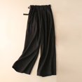 thumbnail image 1 of Mefallenssiah Women'S Spring Summer Solid Color Leisure Retro Drawstring Side Frenulum High Waist Broad Leg Pants Plus Size Pants, 1 of 6