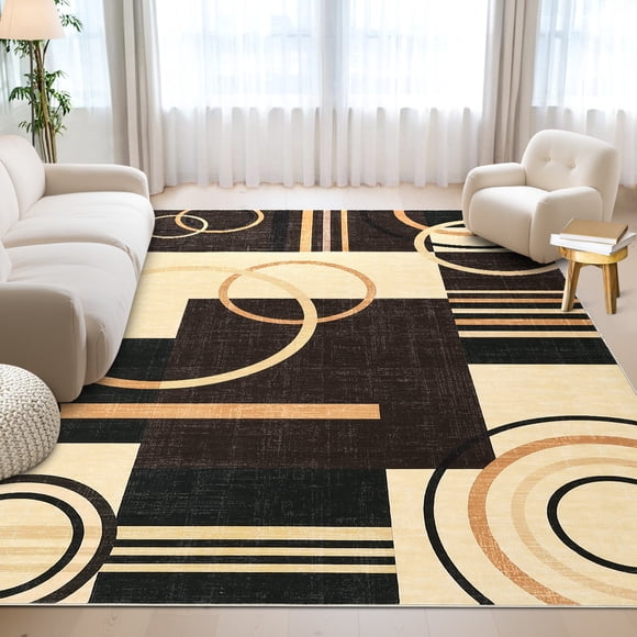 HOMERRY 9' x 12' Area Rug for Living Room Washable Bedroom Geometric Indoor Carpet, Blue