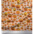 thumbnail image 1 of Soimoi Velvet Fabric Pumpkin Halloween Print Fabric by The Yard 58 Inch Wide, 1 of 3