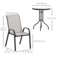 thumbnail image 2 of 3-Piece Outdoor Bistro Set, Stackable Mesh Armchairs and Round Tempered Glass Table, Powder-Coated Steel Furniture for Small Patio, Balcony, Garden and Porch, Light Grey, 2 of 7