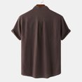 thumbnail image 4 of cfhntfmh Cotton Linen Shirts for Men Summer Short Sleeve Button up Beach T-Shirts Lightweight Solid Collared Tops, 4 of 7