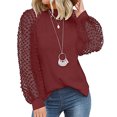 thumbnail image 2 of RKSTN Mode Femme T-Shirt à Col Rond Ajouré à Manches Longues Automne Blouse Unie Hauts, 2 of 4