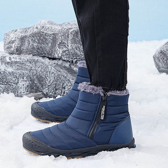 LSLJS Men Shoes Solid Color Winter Keep Warm Woolen Casual Zipper Short Boots, Men's Snow Boots