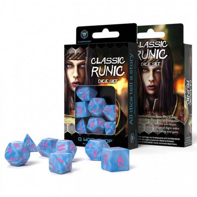 Q-workshop QWOSCLR2G dés Classiques Runic, Glacier & Rose - Ensemble de 7