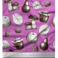 thumbnail image 1 of Soimoi Poly Georgette Fabric Mushroom, Pear Fruits Printed Fabric 1 Yard 52 Inch Wide, 1 of 3