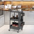 thumbnail image 3 of Gymax 3-Tier Utility Storage Cart Metal Rolling Trolley w/ DIY Pegboard Baskets Grey, 3 of 10