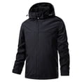 thumbnail image 2 of Sentmoon Winter Coats for Men Solid Color Long Sleeve Windbreaker Men Oversized Zipper Waterproof Mens Hoodies with Pockets Fall Delightful for Commuting and Bike Riding Black XXXXXL, 2 of 7