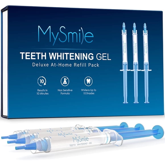 MySmile Teeth Whitening Gel Pen Refill Pack, 3 Non-Sensitive Teeth Whitening Pen, Deluxe Teeth Whitener Dental Grade Tooth Whitening Gel with Carbamide Peroxide for Home, Travel, 10 min Fast Result