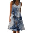 thumbnail image 2 of SMihono Robes d'Été Bohémiennes pour Femmes Grande Taille Mode Décontractée Sexy Col Carré Imprimé Robes d'Été Sans Manches Robe Pull, 2 of 5