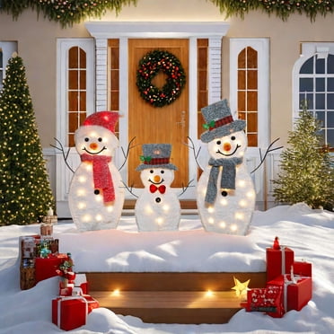 Ensemble de Décorations de Noël pour l'Extérieur, Gonflables de Noël Décorations de Noël pour l'Extérieur, Décorations de Cour Gonflables Snowman avec Lumières DEL pour Décorations de Noël Intérieures et Extérieures Décoration de Cour et de Jardin