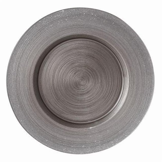Chargeur avec Bord Pailleté, Gris Métallique - Ensemble de 4