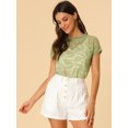 thumbnail image 2 of INSPIRE CHIC Haut en Dentelle Florale Transparent à Manches Courtes Décontracté pour Femme P Vert, 2 of 6