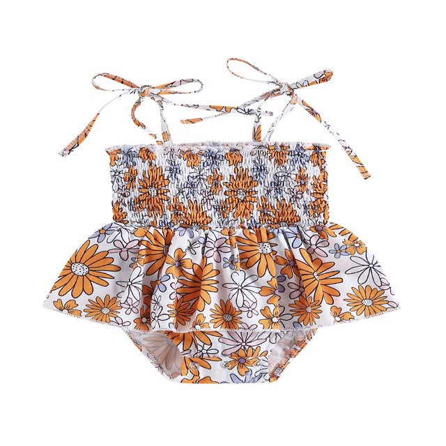 Robe Barboteuse Fleurie pour Nouveau-Né Fille, Robe Sans Manches Dos Nu à Bretelles, Combinaison Tutu, Barboteuse, Vêtements d'Été
