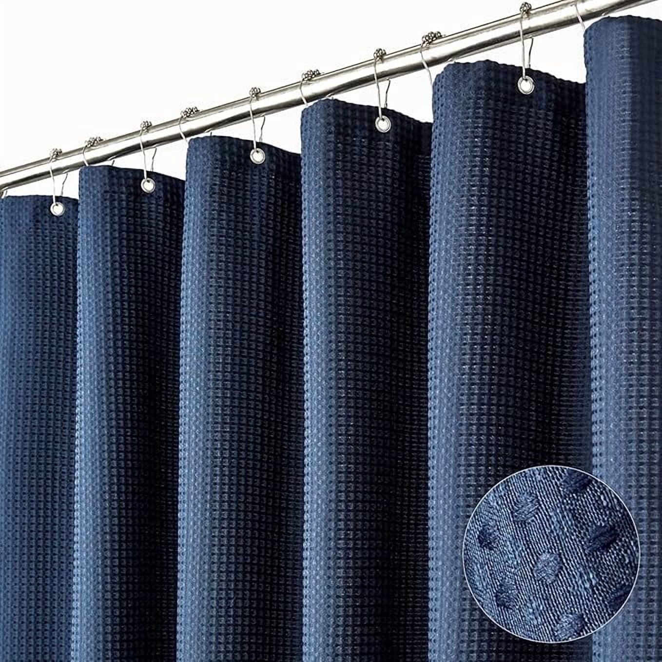 suxuMhao Waffle Pattern Waterproof Shower Curtain,71×71in 1pc Shower Curtain Liner for Bathroom,Shower Liners with 12 Plastic Hooks as a Gift,Stylish Shower Curtains for Bathroom Decor​,Dark Blue