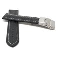 thumbnail image 2 of 24mm Leather Watch Strap Band Deployment Clasp Buckle and White Stitching, 2 of 7