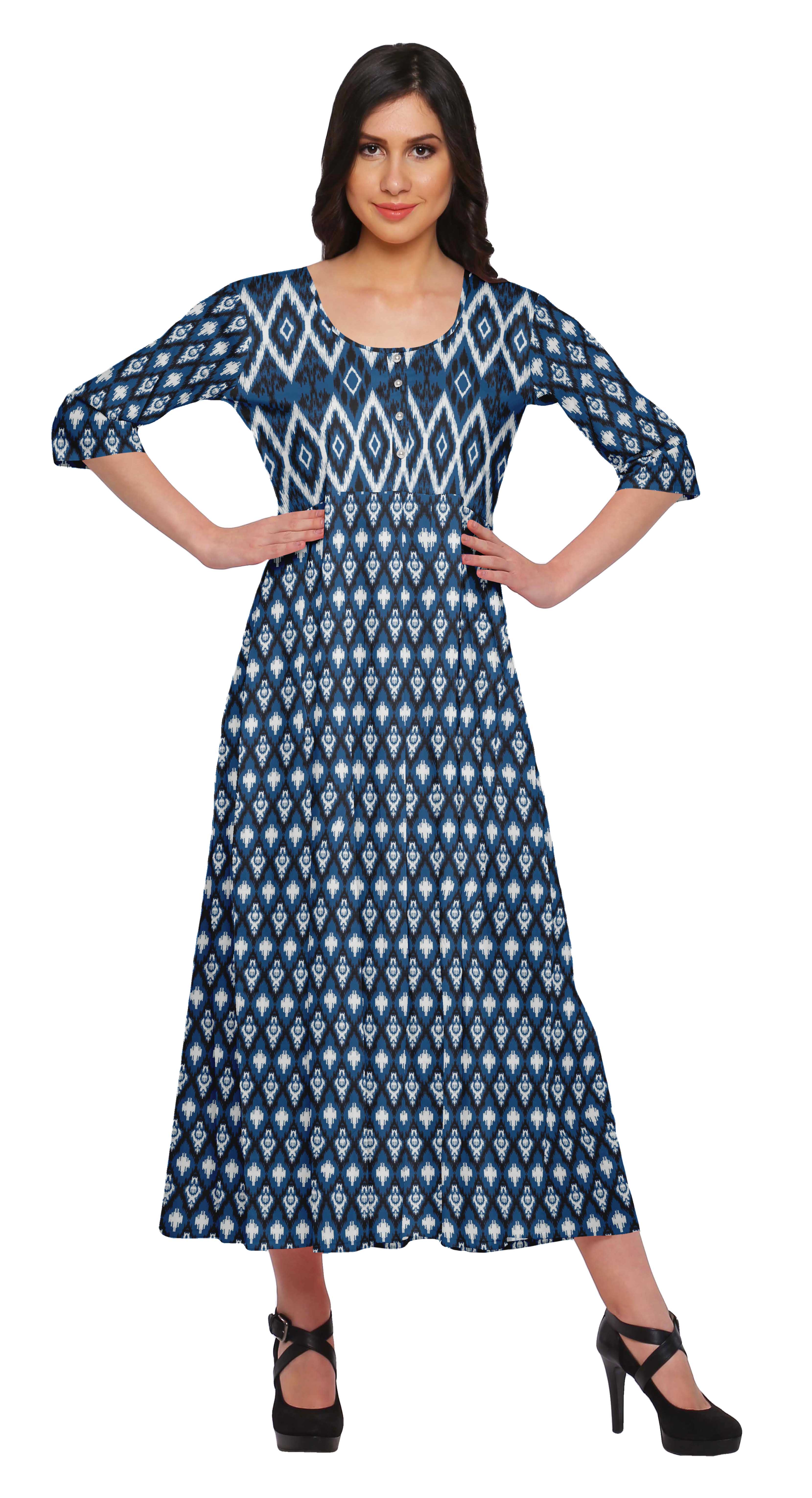 Moomaya Kurta à Manches 3/4 Imprimée pour Femmes Kurti Longue Vêtements d'Été pour Femmes