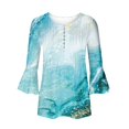 thumbnail image 4 of T-Shirt à Manches Courtes Imprimé Floral Top Dames Bleu L, 4 of 4
