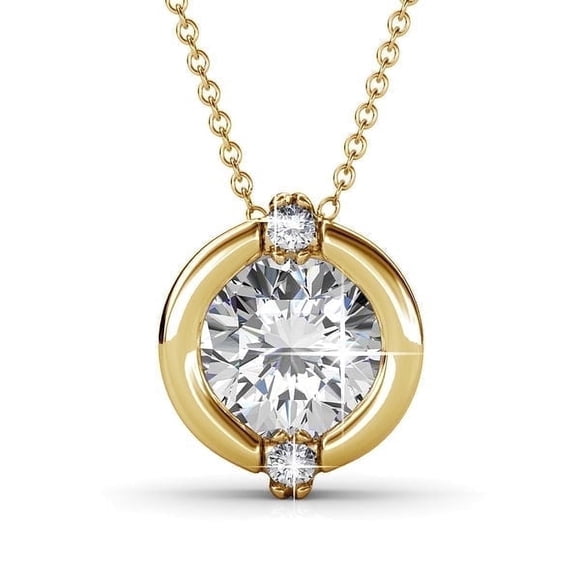 Cate & Chloe Zara 18k Yellow Gold Plated Necklace with Round Cut Swarovski Crystal Gift for Women