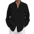 thumbnail image 1 of Kcodviy Homme Été Uni Décontracté Col Rabattu Grande Taille Chemise Ample Manches Longues Homme Col Rabattu Justaucorps Adulte Homme Chemise Manches Longues, 1 of 5