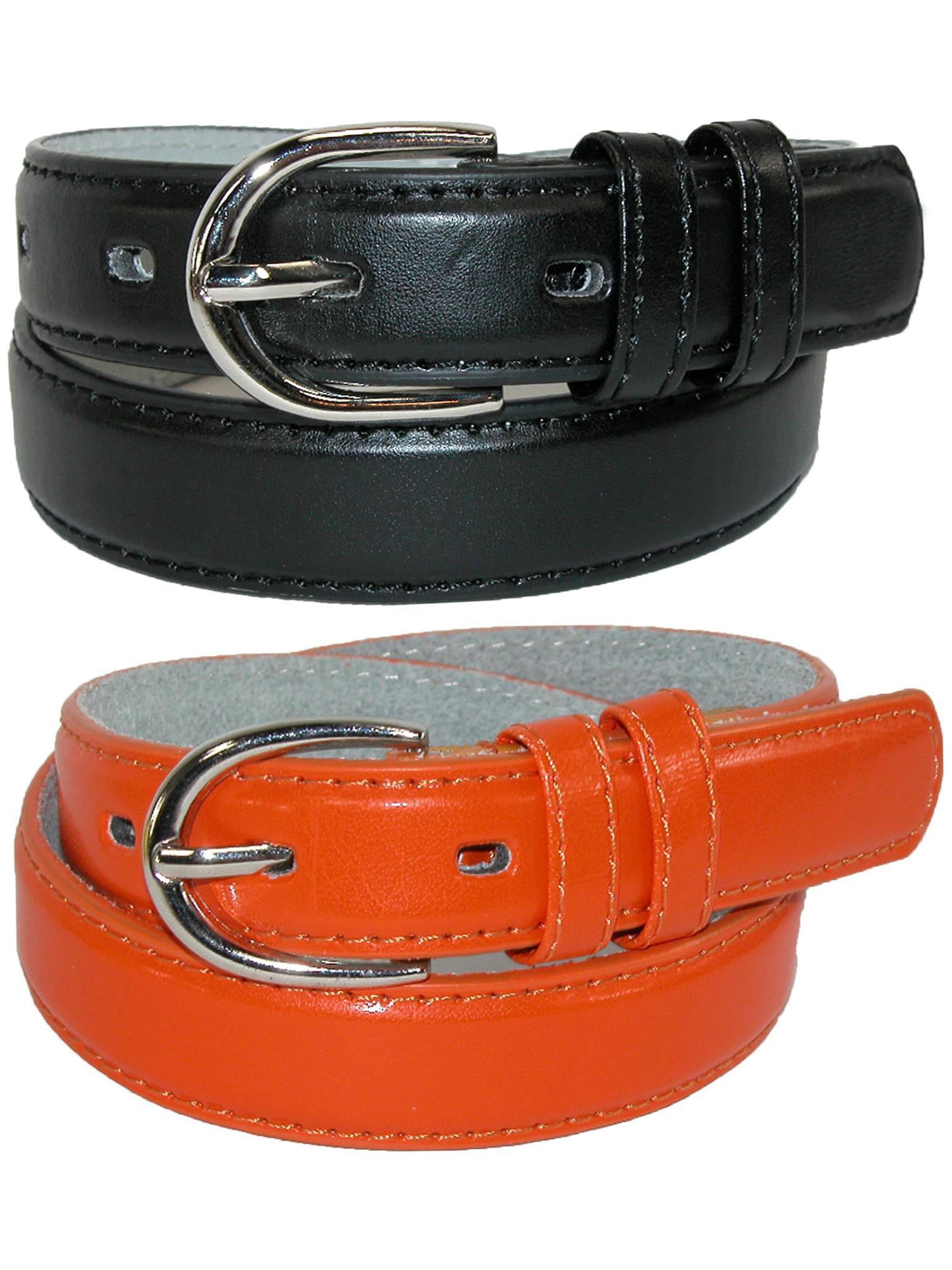 CTM® Kid's Basic Leather Dress Belt (Pack of 2 Colors)