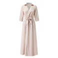 thumbnail image 3 of Women Fashion Pure Color V-Neck Lacing Slim Body Wrap Hips Long Dress, 3 of 6