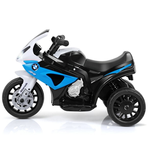 Patiojoy Vélo à 3 Roues 6 V Électrique pour Enfants, Moto à Chevaucher, Voiture sous Licence BMW avec Musique et Lumière, Bleu