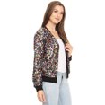 thumbnail image 2 of Womens Long Sleeve Sequin Front Zip Jacket Long Sleeve Ribbed Cuffs Outerwear Tops, 2 of 5