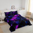 thumbnail image 3 of Erosebridal Chic Geometric Bedding King Comforter Set, Black Purple Down Comforter, Modern Abstract Decor, Reversible 3pcs, 3 of 8
