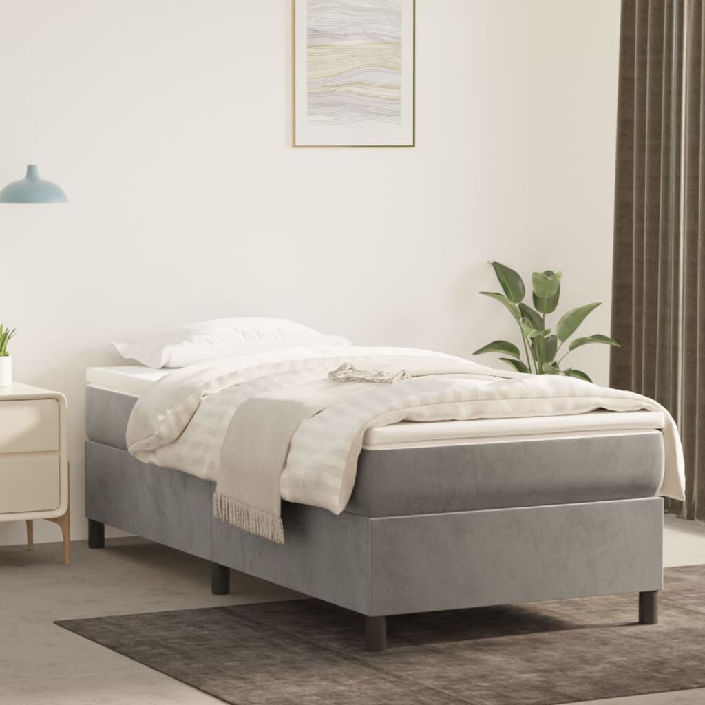 vidaXL Bed Frame Light Grey 100x190 cm Twin Velvet