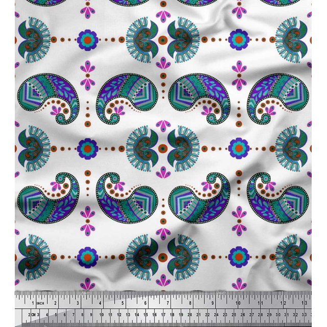 Soimoi Poly Georgette Fabric Dot,Floral & Paisley Fabric Prints by Yard 52 Inch Wide