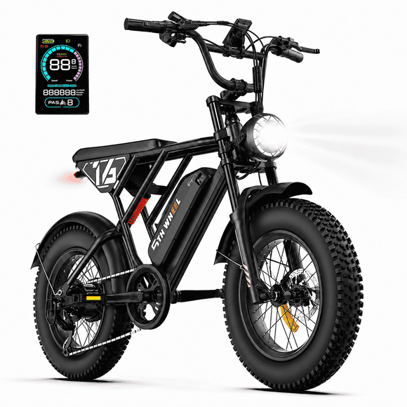 5TH WHEEL LB16 Vélo Électrique 750W pour Adultes, Vélos de Montagne E à Pneus Larges 20 Pouces X 4, Batterie Amovible 48V 14.5Ah, Suspension avant, 7 Vitesses UL2849