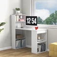 thumbnail image 3 of Patiojoy 48 Inch Computer Desk with Bookshelf 3-in-1 Home office Desk with 4-Tier Bookcase & CPU Stand Space-saving Reversible Writing Desk White, 3 of 10