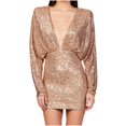 thumbnail image 1 of Pisexur Robes pour Femmes Robe de Cocktail à Col en V Profond Robe de Soirée à Paillettes de Mode Robe de Boîte de Nuit de Fête Tunique Dos Ouvert Robes de Retour à la Maison Robe Élégante pour Invitée de Mariage Robe Midi, 1 of 6
