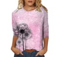 thumbnail image 1 of Pisexur Blouse Grande Taille Manches 3/4 pour Femmes Mode Décontractée Col Rond Imprimé Vintage T-Shirts Chemises Amples Tunique, 1 of 4