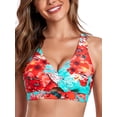 thumbnail image 1 of RELLECIGA Women's V Neck Bikini Top Criss Cross Cutout Bathing Suits, 1 of 7