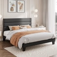 thumbnail image 2 of Amolife Queen Bed Frame, Platform Bed Frame with Fabric Upholstered Headboard, Dark Grey, 2 of 7