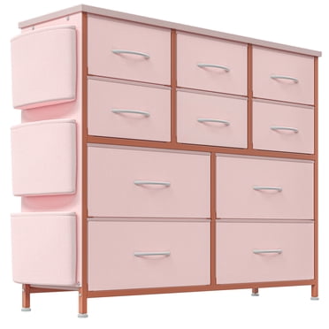 Fabric Dresser 10 Drawer – Chest of Drawers with Side Pockets & Sturdy Metal Frame, Large Fabric Storage Dresser for Bedroom, Living Room, Closet & Hallway