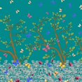 thumbnail image 1 of Soimoi Green Rayon Fabric Insect & Tree Panel Printed Fabric 1 Yard 42 Inch Wide, 1 of 1