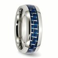thumbnail image 4 of Stainless Steel Blue Carbon Fiber Inlay Polished Band Ring 8.5 Size, 4 of 6