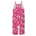 thumbnail image 4 of Girls Jumpsuit Bow Print Jumpsuits Rompers for Girls Spaghetti Strap Overalls with Side Pockets Girl Clothes 7-8 Y, 4 of 5