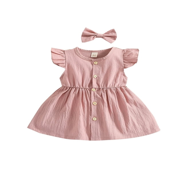 Robe d'Été pour Tout-Petites Filles en Coton et Lin à Volants, Dos Nu, Sans Manches, Décontractée pour la Plage et les Fêtes