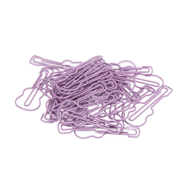Ensemble de Pinces à Papier, 50 Pcs Pinces à Papier en Forme de Guitare Violette Design de Nouvelle Génération pour Bureau