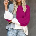 thumbnail image 2 of Pisexur Chandails pour Femmes Tendance Manches Longues Col Rond Chandails Décontractés Patchwork Colorblock Chandails d'Automne Blouse Hauts Chandail Ample Surdimensionné Chandails pour Femmes, 2 of 3