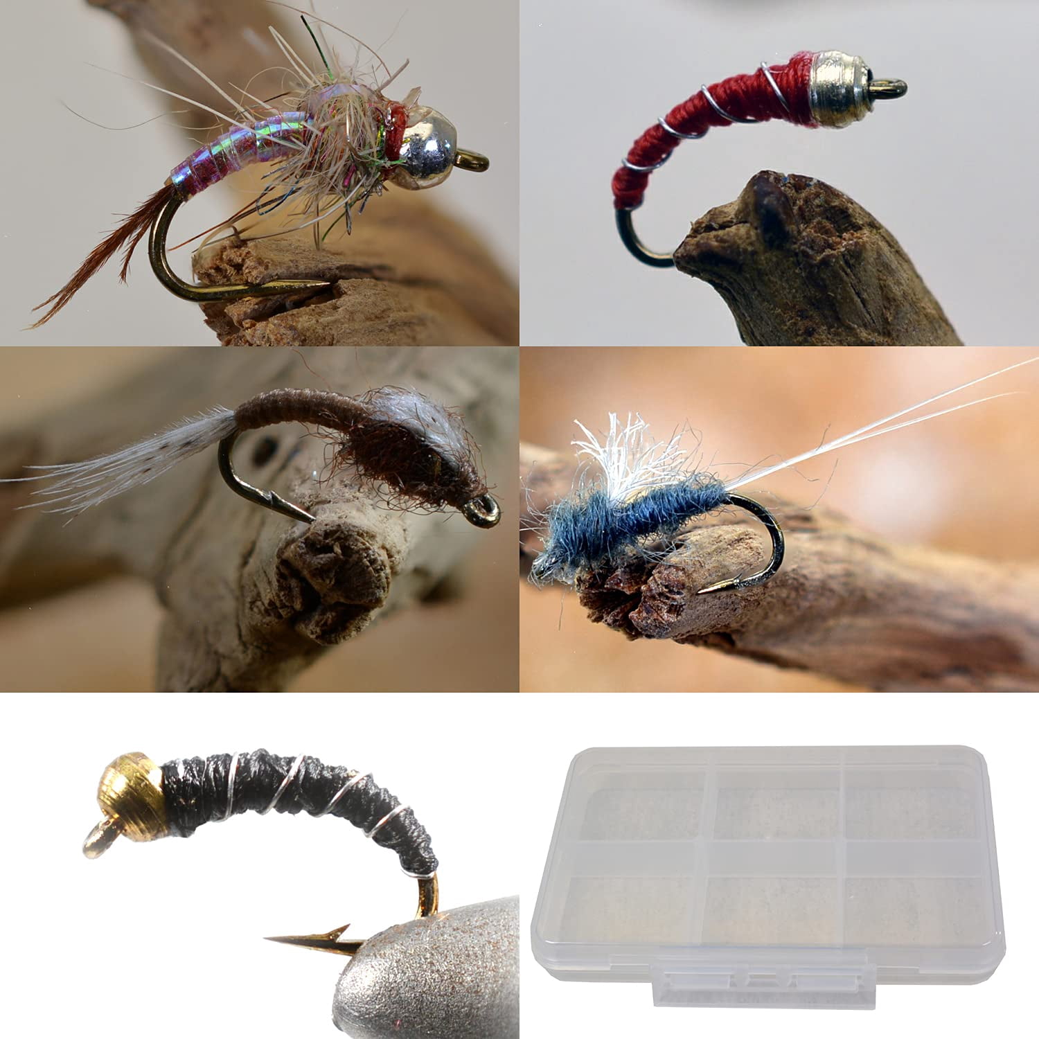 45 Flies | Midge Assortment | Mustad Signature Fly Hooks Including Rainbow Warriors, Zebra Midges, WD40 and RS2 Emergers in Hook Sizes 18, 20 and 22
