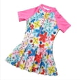 thumbnail image 1 of Sunnyoo Toddler Girls Rash Guard Swim Dress Short Sleeve Graphic Quick Dry Bathing Suit, 1 of 2